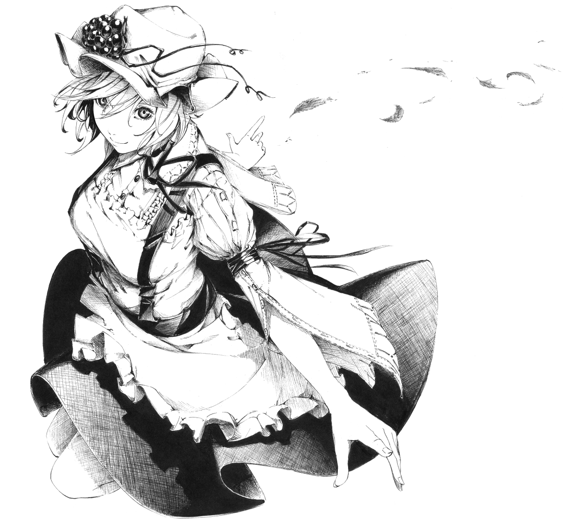 черно белая картинка аниме девушка горничная aki_minoriko художник sawasawa