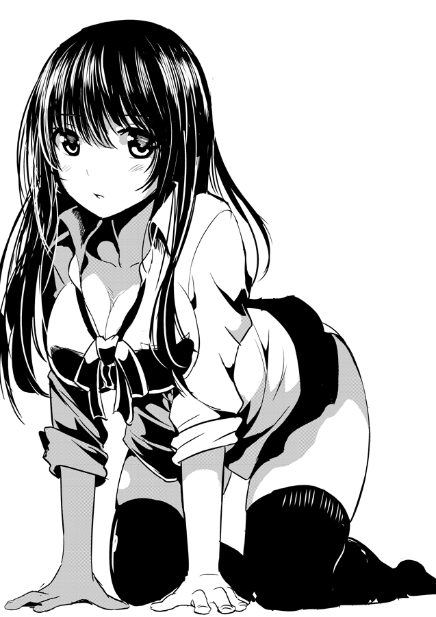 черно белая картинка аниме девушка школьница художник attsun (atsushi jb)