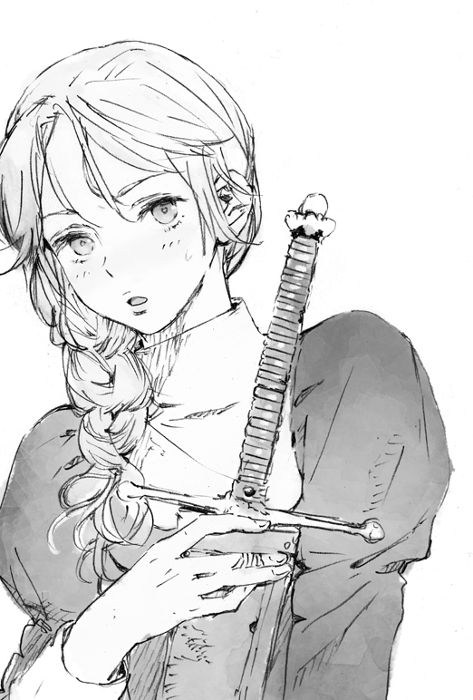 черно белая картинка аниме девушка с мечом maoyuu maou yuusha