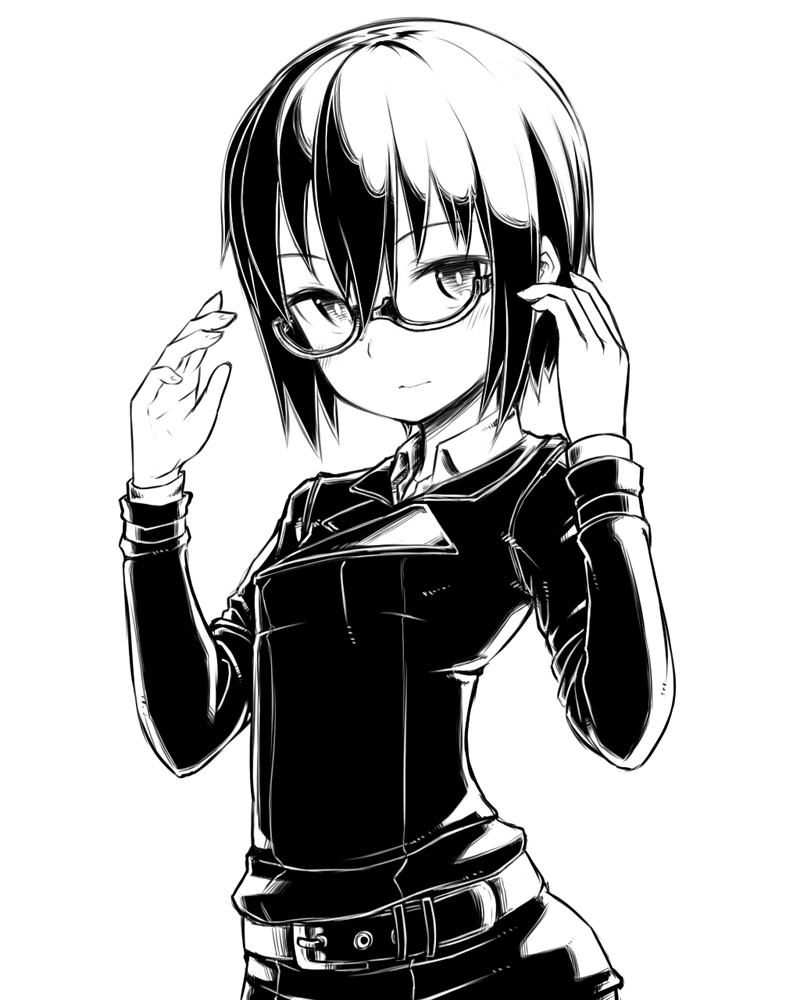 черно белая картинка аниме девочка в очках из аниме kino_no_tabi