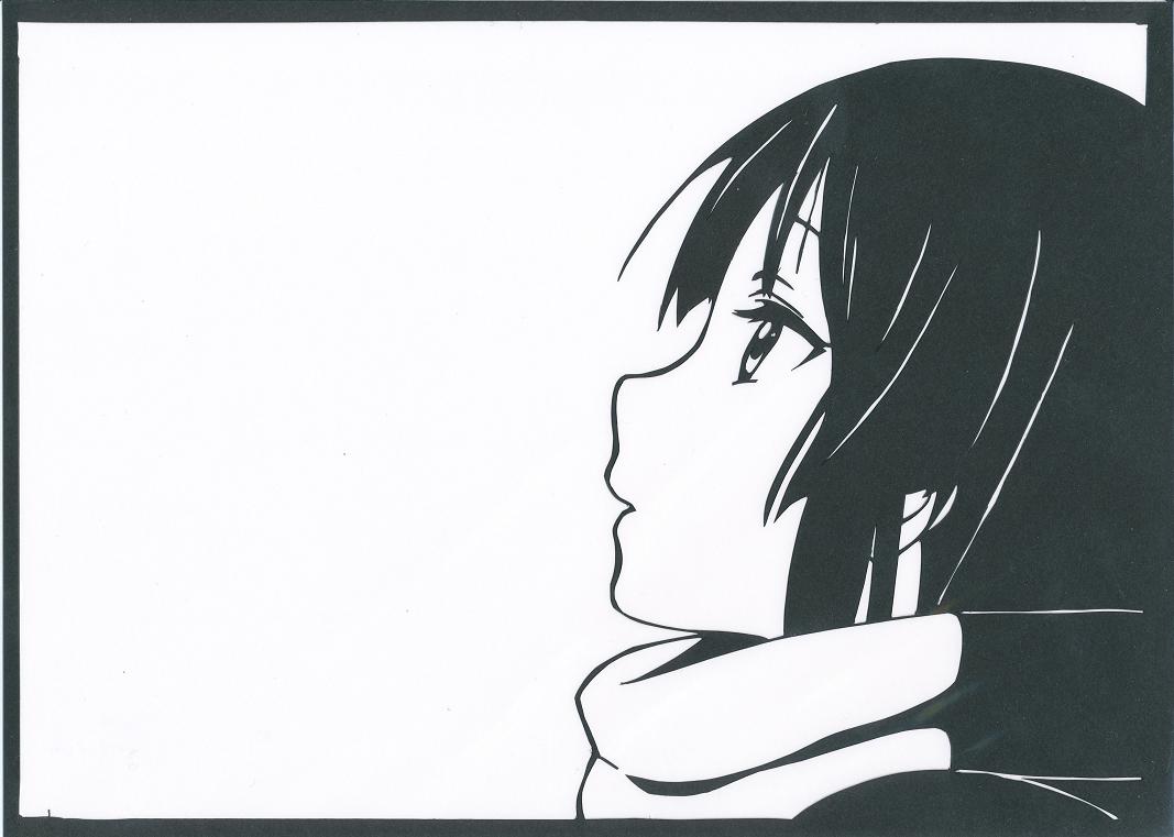 черно белая картинка аниме девушка вид сбоку akiyama_mio из k-on!