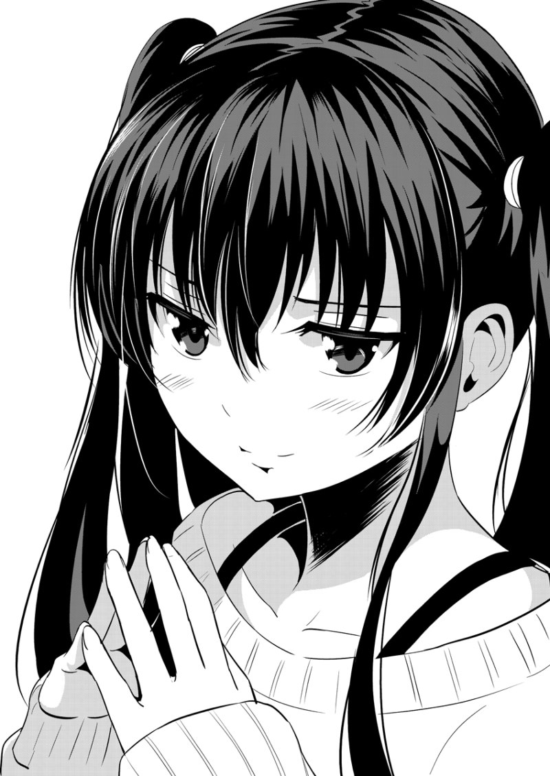черно белая картинка аниме девушка чёрно белая картинка художник attsun (atsushi jb)