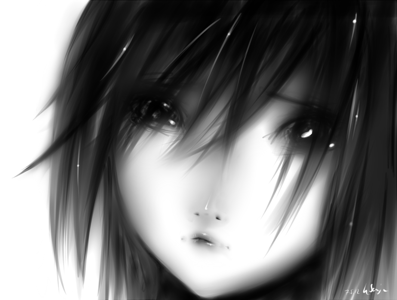 черно белая картинка девушка с грустным лицом ksenju